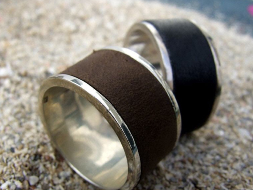 Leder Ringe 925 Sterling