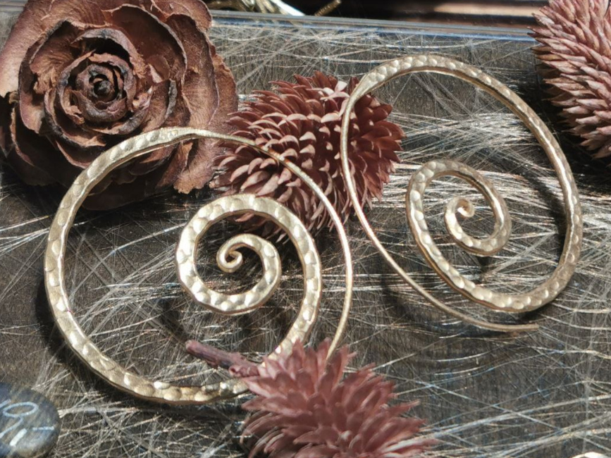 Ohrringe Spiral 999 Feinsilber 24 Karat Vergoldet